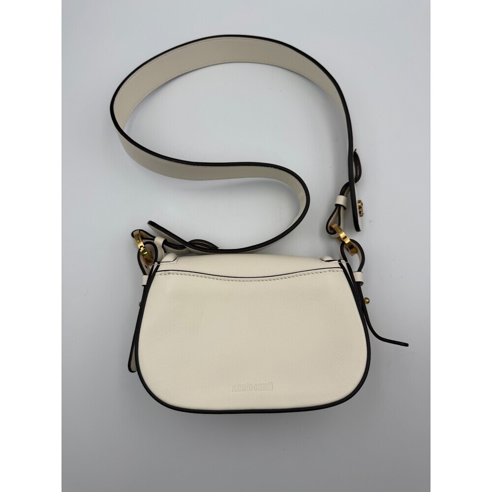 Vintage Roberto Cavalli Fang Bang Shoulder Bag Womens White Small Saddle Luxury - Picture 2 of 12